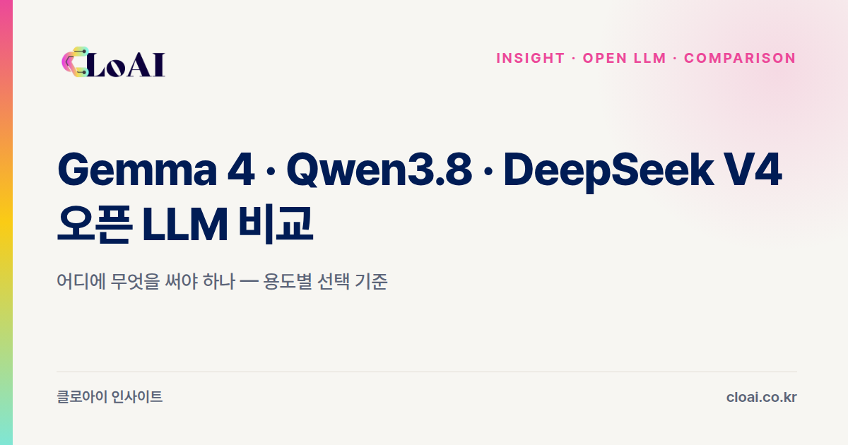 Gemma 4 Qwen3.8 DeepSeek V4 오픈 LLM 비교
